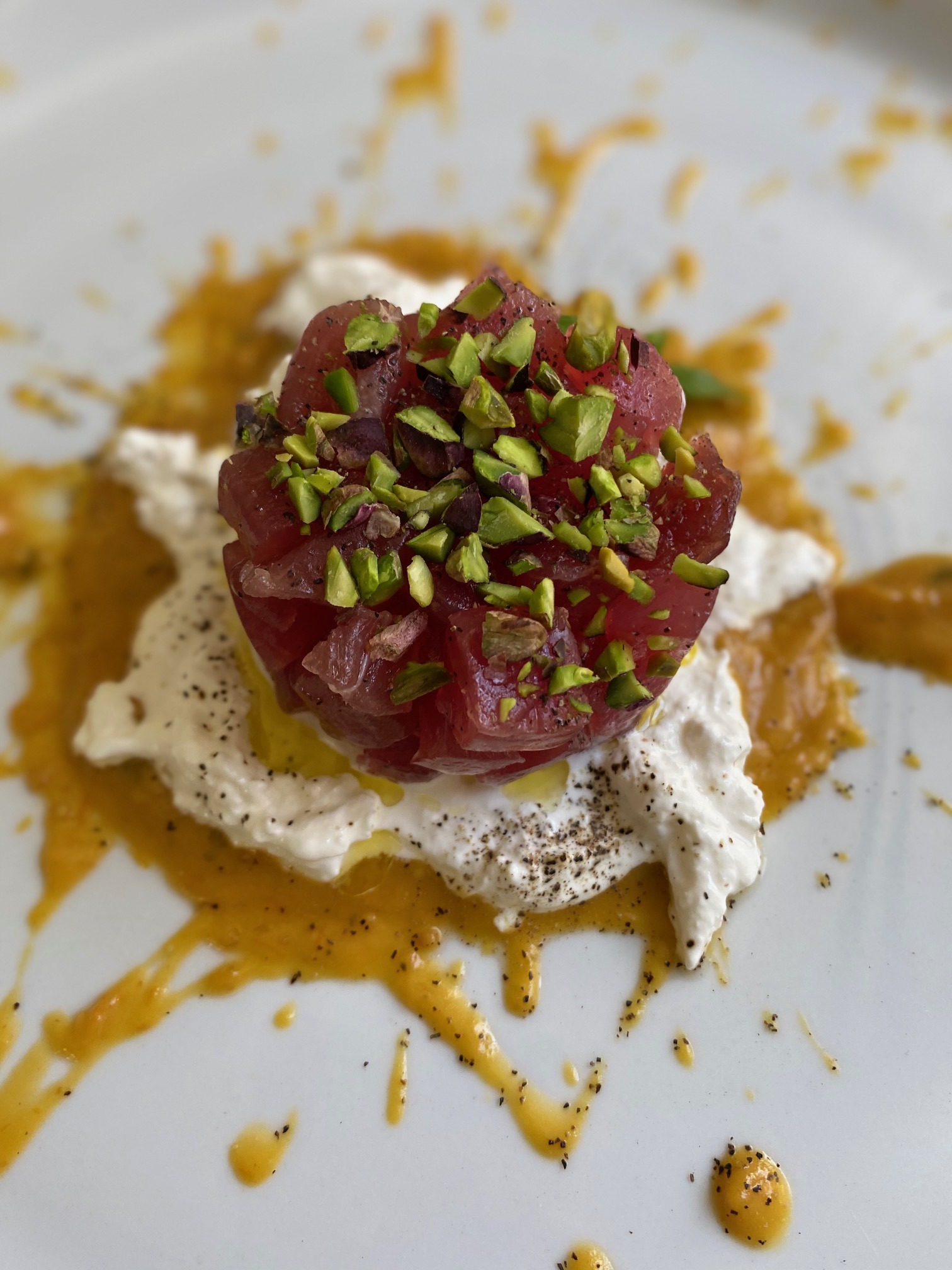 Tartare di tonno pinna gialla con frullato di burrata